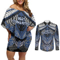 Aotearoa Iwi Ngati Tuwharetoa Personalised Couples Matching Off Shoulder Short Dress and Long Sleeve Button Shirt Maori Kowhaiwhai Pattern
