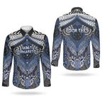 Aotearoa Iwi Ngati Tuwharetoa Personalised Couples Matching Off Shoulder Short Dress and Long Sleeve Button Shirt Maori Kowhaiwhai Pattern