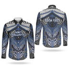 Aotearoa Iwi Ngati Tuwharetoa Personalised Couples Matching Off The Shoulder Long Sleeve Dress and Long Sleeve Button Shirt Maori Kowhaiwhai Pattern