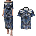 Aotearoa Iwi Ngati Tuwharetoa Personalised Couples Matching Puletasi and Hawaiian Shirt Maori Kowhaiwhai Pattern