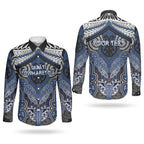 Aotearoa Iwi Ngati Tuwharetoa Personalised Couples Matching Short Sleeve Bodycon Dress and Long Sleeve Button Shirt Maori Kowhaiwhai Pattern