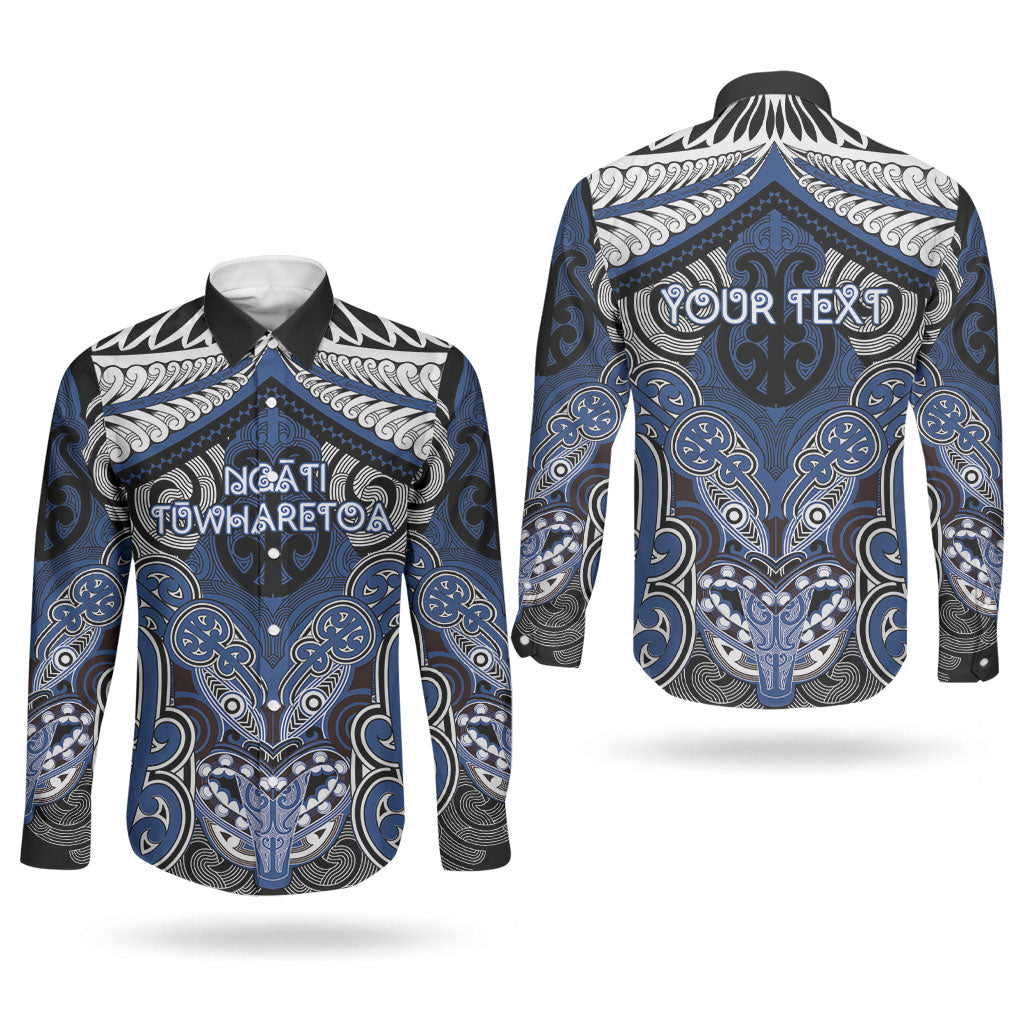 Aotearoa Iwi Ngati Tuwharetoa Personalised Couples Matching Summer Maxi Dress and Long Sleeve Button Shirt Maori Kowhaiwhai Pattern
