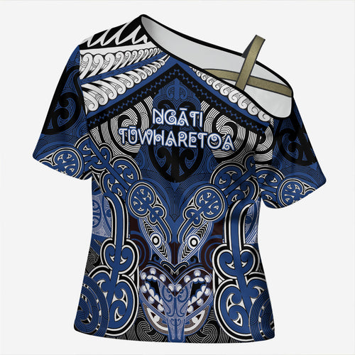 Aotearoa Iwi Ngati Tuwharetoa Personalised Cross Shoulder Shirt Maori Kowhaiwhai Pattern