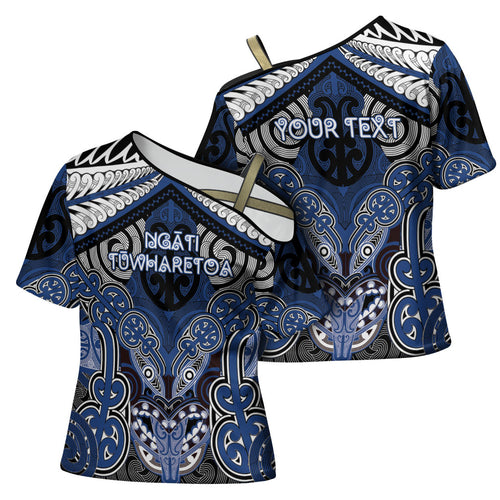 Aotearoa Iwi Ngati Tuwharetoa Personalised Cross Shoulder Shirt Maori Kowhaiwhai Pattern