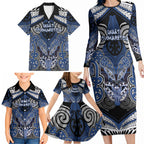 Aotearoa Iwi Ngati Tuwharetoa Personalised Family Matching Long Sleeve Bodycon Dress and Hawaiian Shirt Maori Kowhaiwhai Pattern