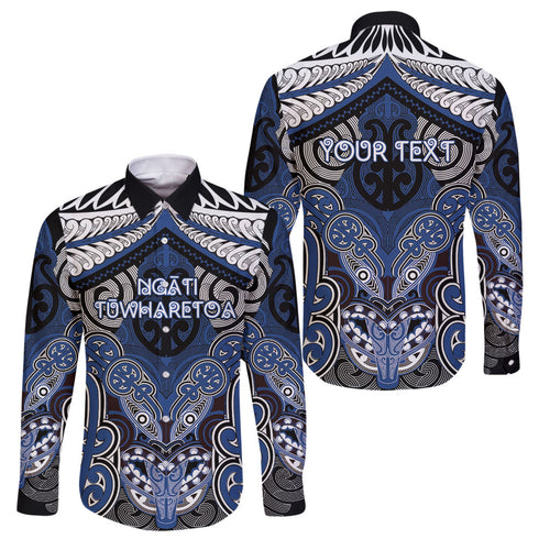 Aotearoa Iwi Ngati Tuwharetoa Personalised Family Matching Off Shoulder Maxi Dress and Hawaiian Shirt Maori Kowhaiwhai Pattern