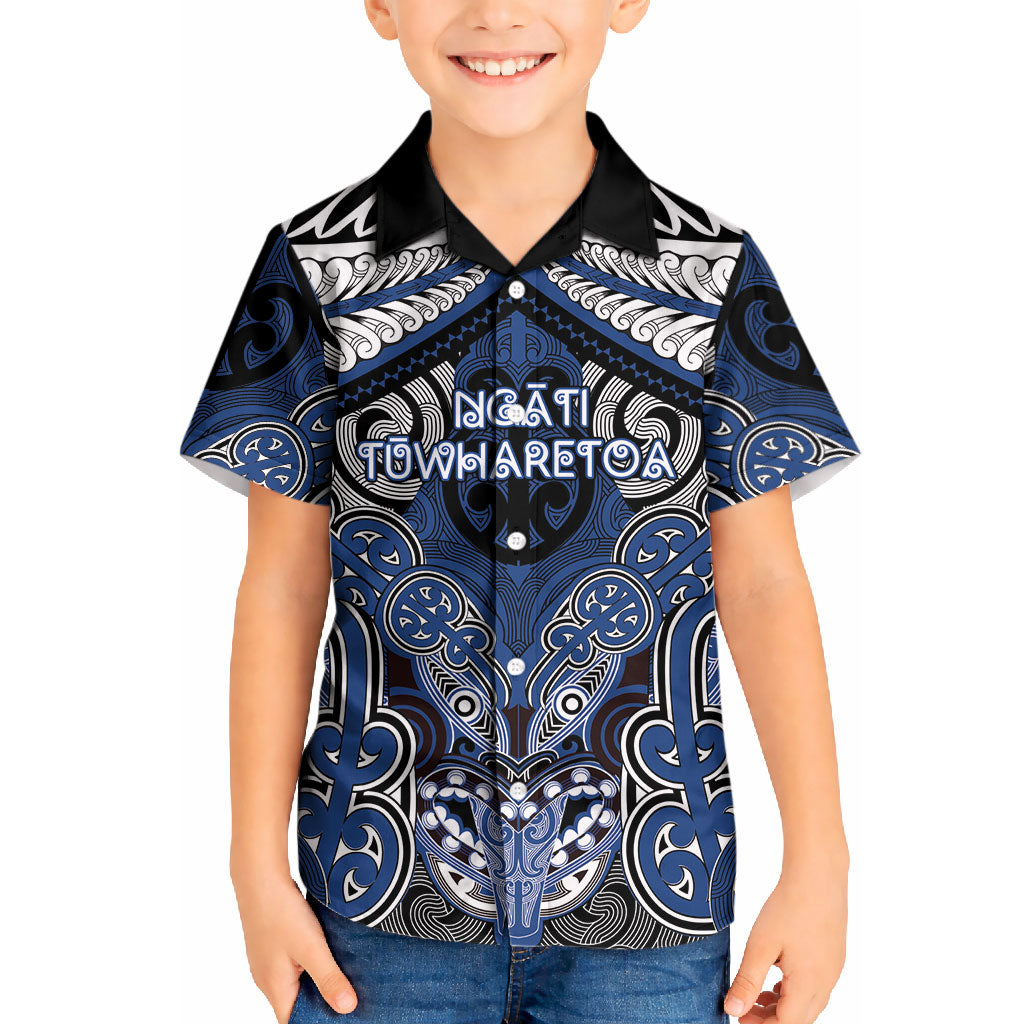 Aotearoa Iwi Ngati Tuwharetoa Personalised Kid Hawaiian Shirt Maori Kowhaiwhai Pattern