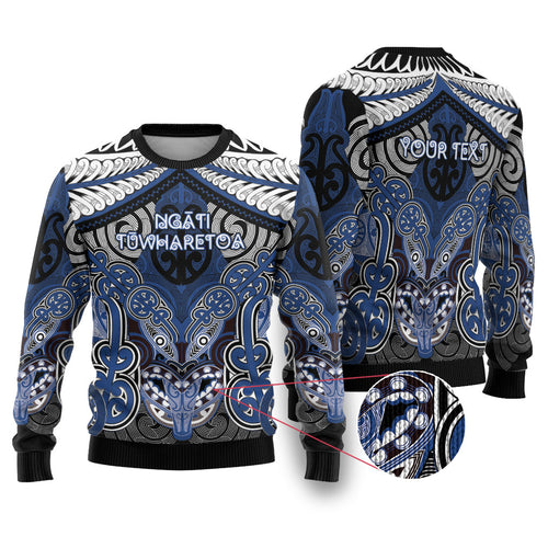 Aotearoa Iwi Ngati Tuwharetoa Personalised Ugly Christmas Sweater Maori Kowhaiwhai Pattern