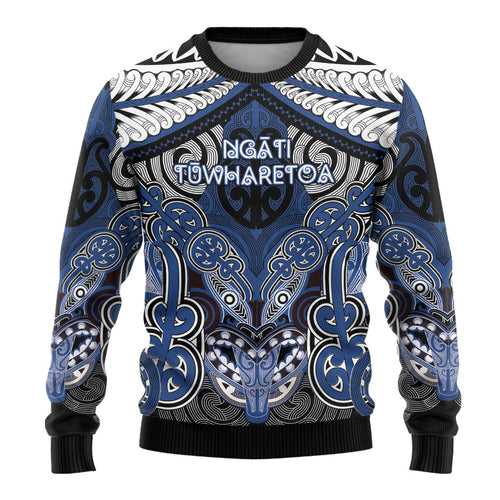 Aotearoa Iwi Ngati Tuwharetoa Personalised Ugly Christmas Sweater Maori Kowhaiwhai Pattern