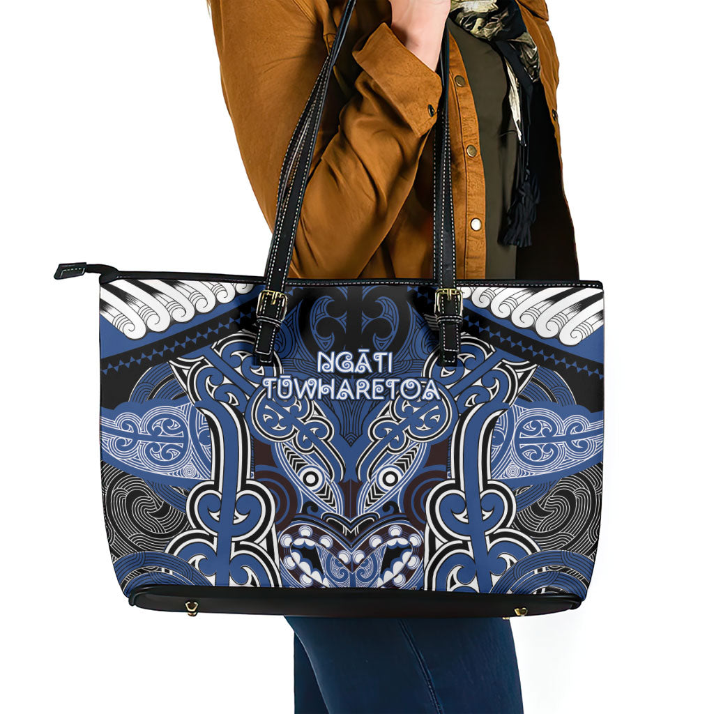 Aotearoa Iwi Ngati Tuwharetoa Leather Tote Bag Maori Kowhaiwhai Pattern