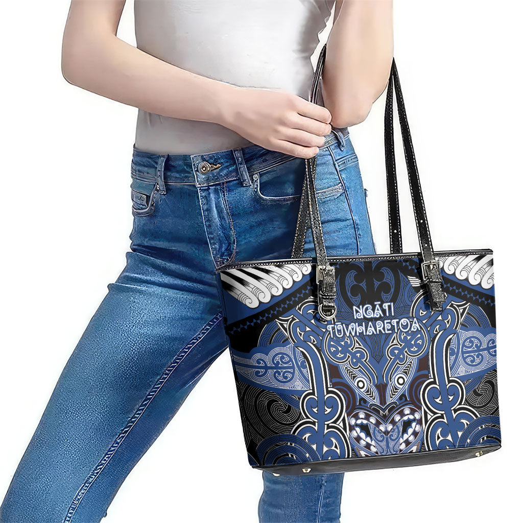 Aotearoa Iwi Ngati Tuwharetoa Leather Tote Bag Maori Kowhaiwhai Pattern