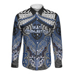 Aotearoa Iwi Ngati Tuwharetoa Personalised Long Sleeve Button Shirt Maori Kowhaiwhai Pattern