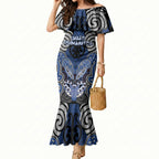 Aotearoa Iwi Ngati Tuwharetoa Personalised Mermaid Dress Maori Kowhaiwhai Pattern