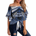 Aotearoa Iwi Ngati Tuwharetoa Personalised Off Shoulder Wrap Waist Top Maori Kowhaiwhai Pattern