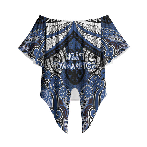 Aotearoa Iwi Ngati Tuwharetoa Personalised Off Shoulder Wrap Waist Top Maori Kowhaiwhai Pattern