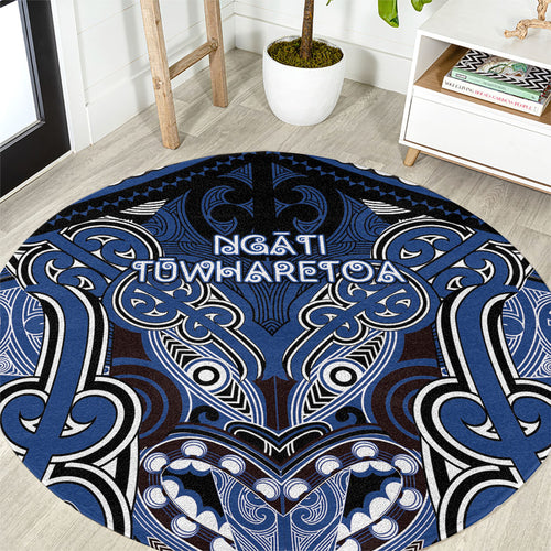 Aotearoa Iwi Ngati Tuwharetoa Round Carpet Maori Kowhaiwhai Pattern