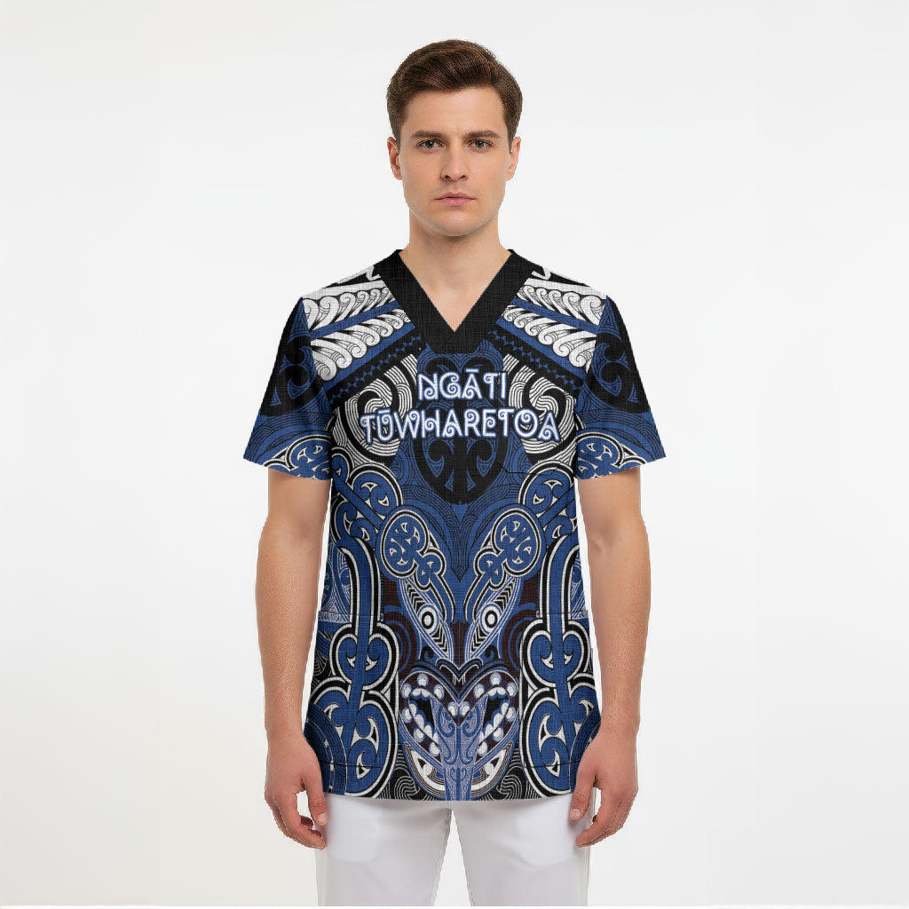 Aotearoa Iwi Ngati Tuwharetoa Personalised Scrub Top Maori Kowhaiwhai Pattern