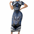 Aotearoa Iwi Ngati Tuwharetoa Personalised Short Sleeve Bodycon Dress Maori Kowhaiwhai Pattern