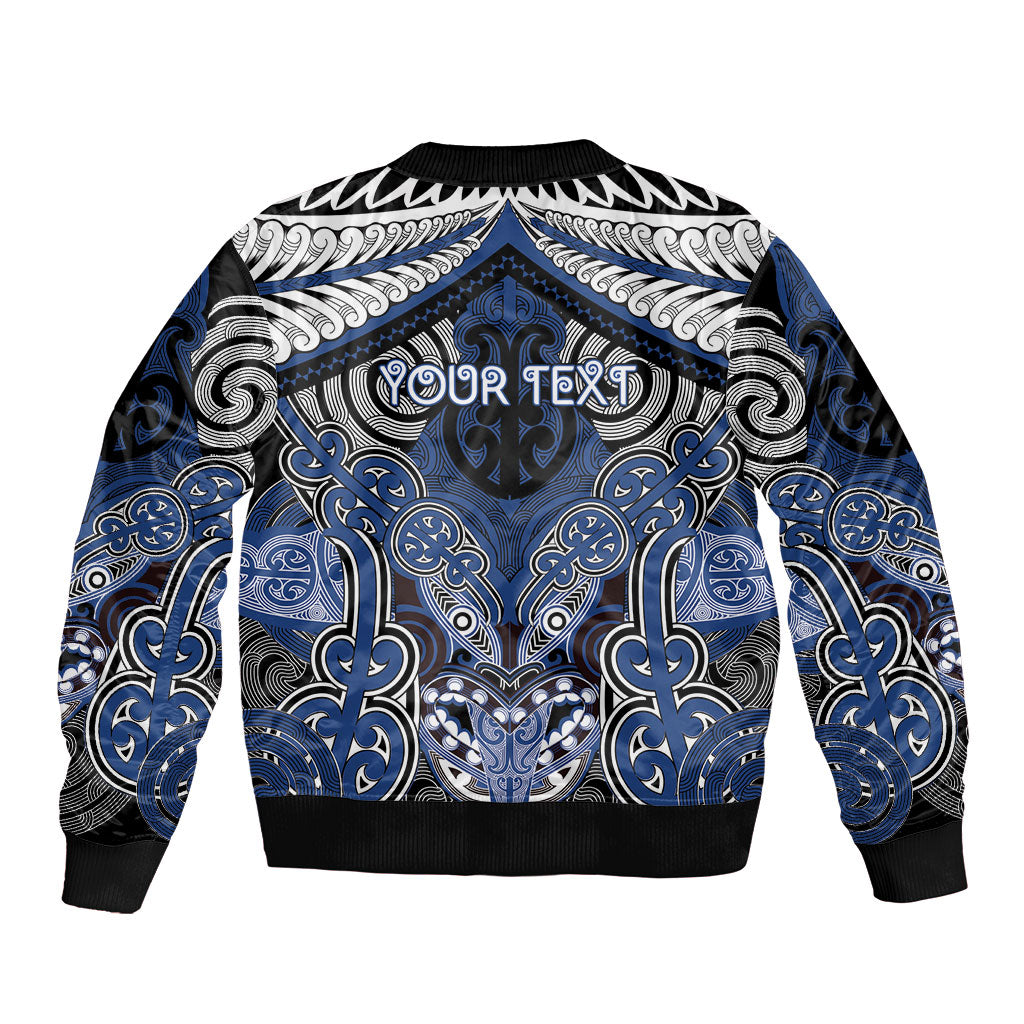 Aotearoa Iwi Ngati Tuwharetoa Personalised Sleeve Zip Bomber Jacket Maori Kowhaiwhai Pattern