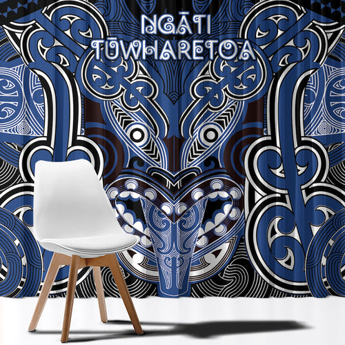 Aotearoa Iwi Ngati Tuwharetoa Window Curtain Maori Kowhaiwhai Pattern