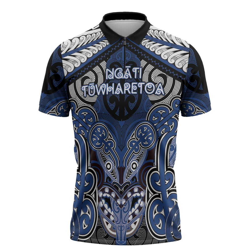 Aotearoa Iwi Ngati Tuwharetoa Personalised Zipper Polo Shirt Maori Kowhaiwhai Pattern