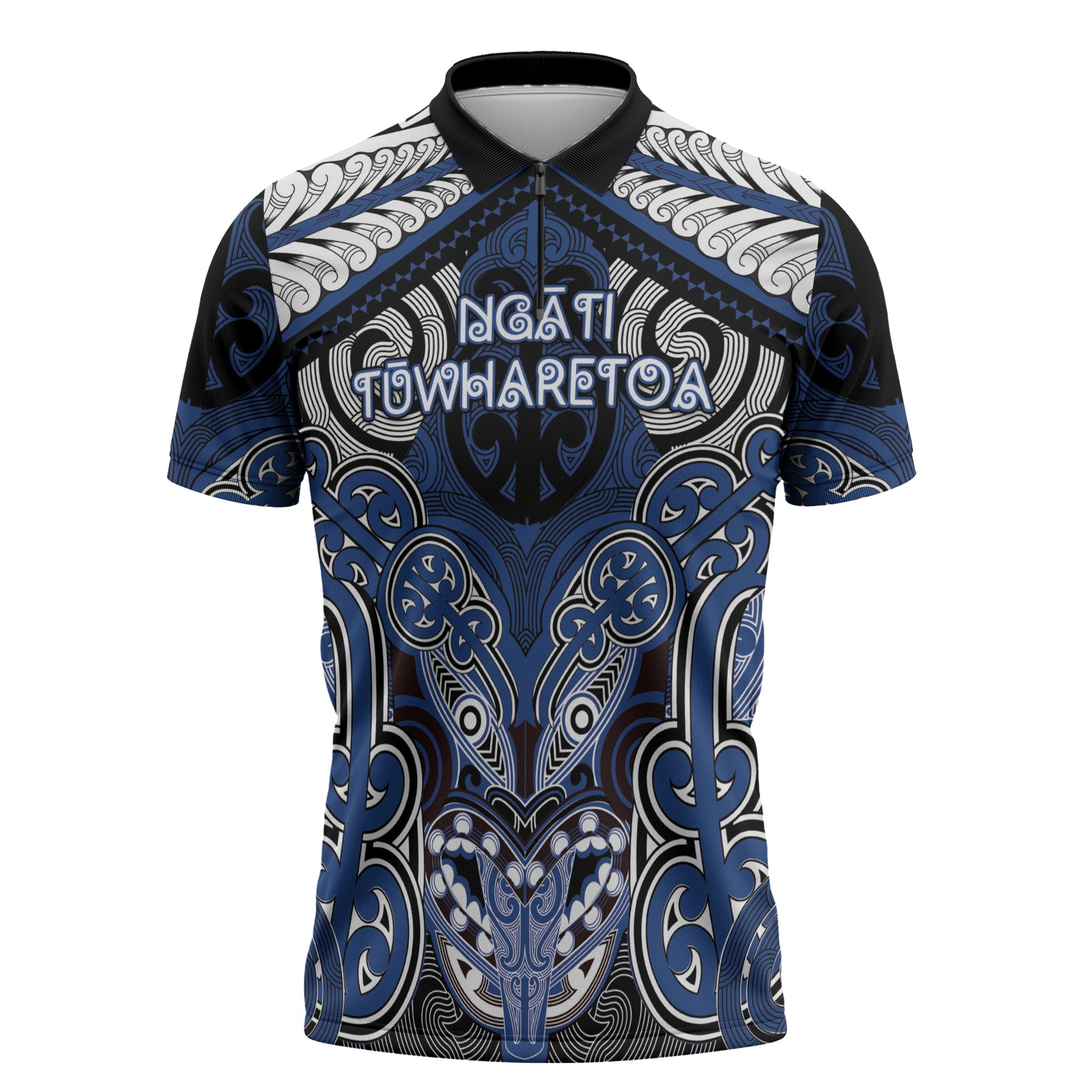 Aotearoa Iwi Ngati Tuwharetoa Personalised Zipper Polo Shirt Maori Kowhaiwhai Pattern
