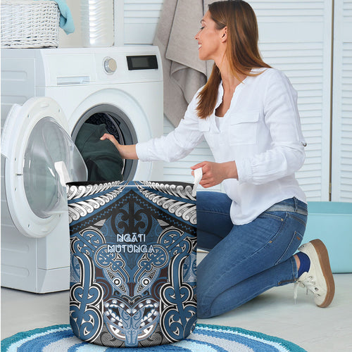 Aotearoa Iwi Ngati Mutunga Laundry Basket Maori Kowhaiwhai Pattern