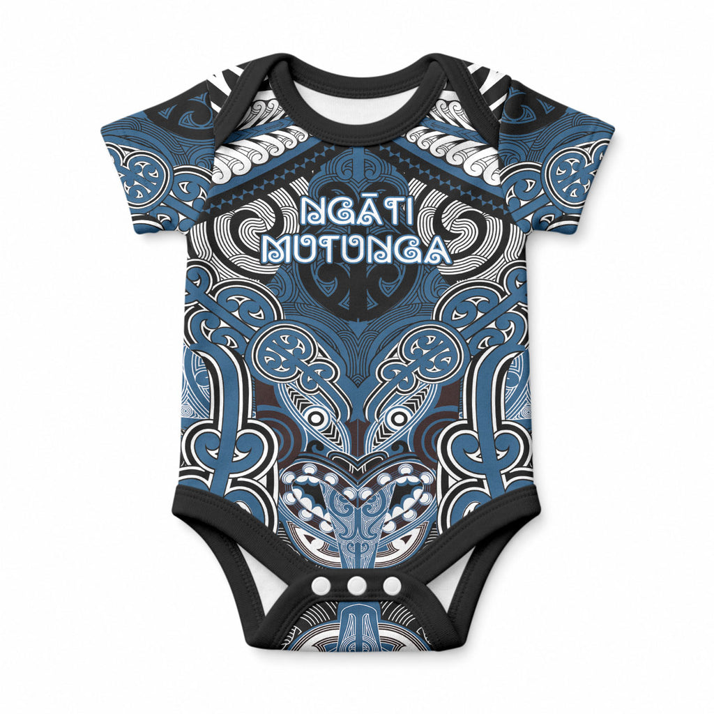 Aotearoa Iwi Ngati Mutunga Personalised Baby Onesie Maori Kowhaiwhai Pattern