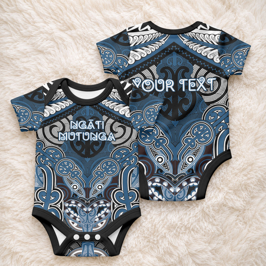 Aotearoa Iwi Ngati Mutunga Personalised Baby Onesie Maori Kowhaiwhai Pattern