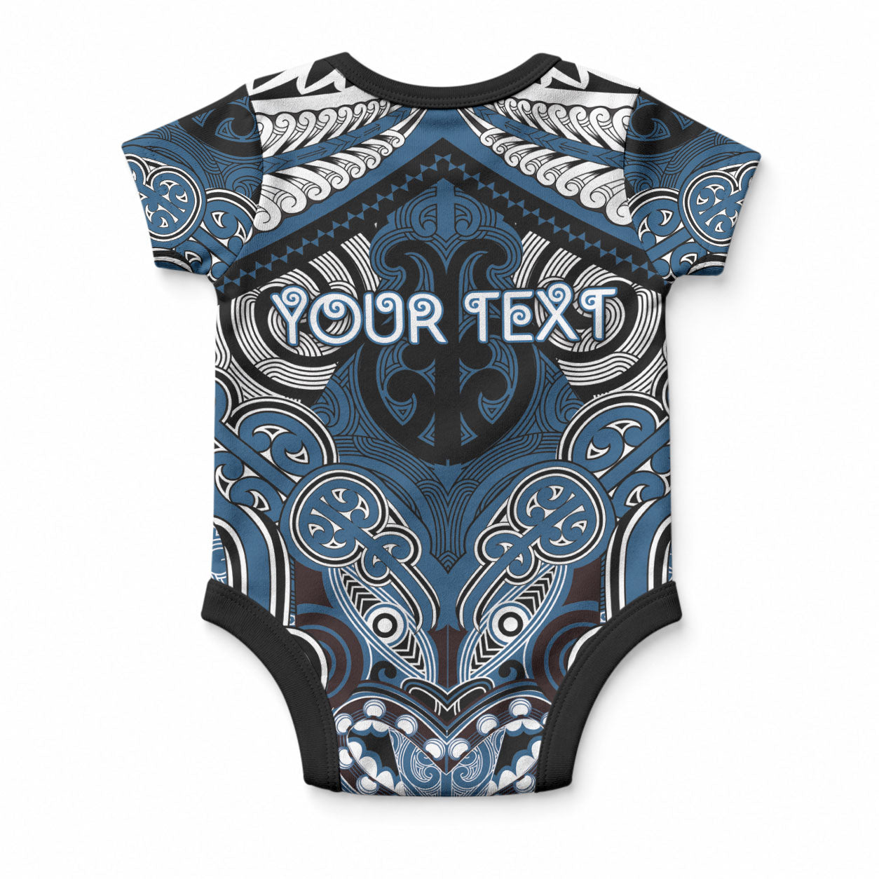 Aotearoa Iwi Ngati Mutunga Personalised Baby Onesie Maori Kowhaiwhai Pattern