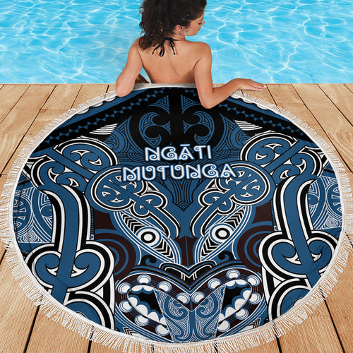 Aotearoa Iwi Ngati Mutunga Beach Blanket Maori Kowhaiwhai Pattern