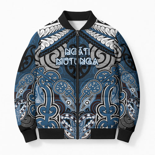 Aotearoa Iwi Ngati Mutunga Personalised Bomber Puffer Jacket Maori Kowhaiwhai Pattern