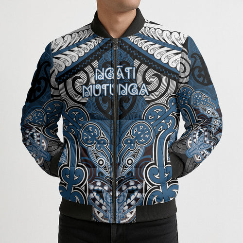 Aotearoa Iwi Ngati Mutunga Personalised Bomber Puffer Jacket Maori Kowhaiwhai Pattern