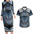 Aotearoa Iwi Ngati Mutunga Personalised Couples Matching Long Sleeve Bodycon Dress and Hawaiian Shirt Maori Kowhaiwhai Pattern