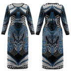 Aotearoa Iwi Ngati Mutunga Personalised Couples Matching Long Sleeve Bodycon Dress and Hawaiian Shirt Maori Kowhaiwhai Pattern