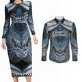 Aotearoa Iwi Ngati Mutunga Personalised Couples Matching Long Sleeve Bodycon Dress and Long Sleeve Button Shirt Maori Kowhaiwhai Pattern