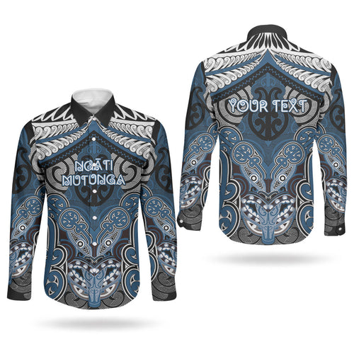 Aotearoa Iwi Ngati Mutunga Personalised Couples Matching Long Sleeve Bodycon Dress and Long Sleeve Button Shirt Maori Kowhaiwhai Pattern