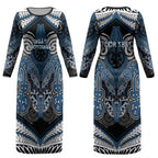 Aotearoa Iwi Ngati Mutunga Personalised Couples Matching Long Sleeve Bodycon Dress and Long Sleeve Button Shirt Maori Kowhaiwhai Pattern
