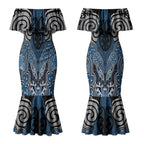 Aotearoa Iwi Ngati Mutunga Personalised Couples Matching Mermaid Dress and Hawaiian Shirt Maori Kowhaiwhai Pattern