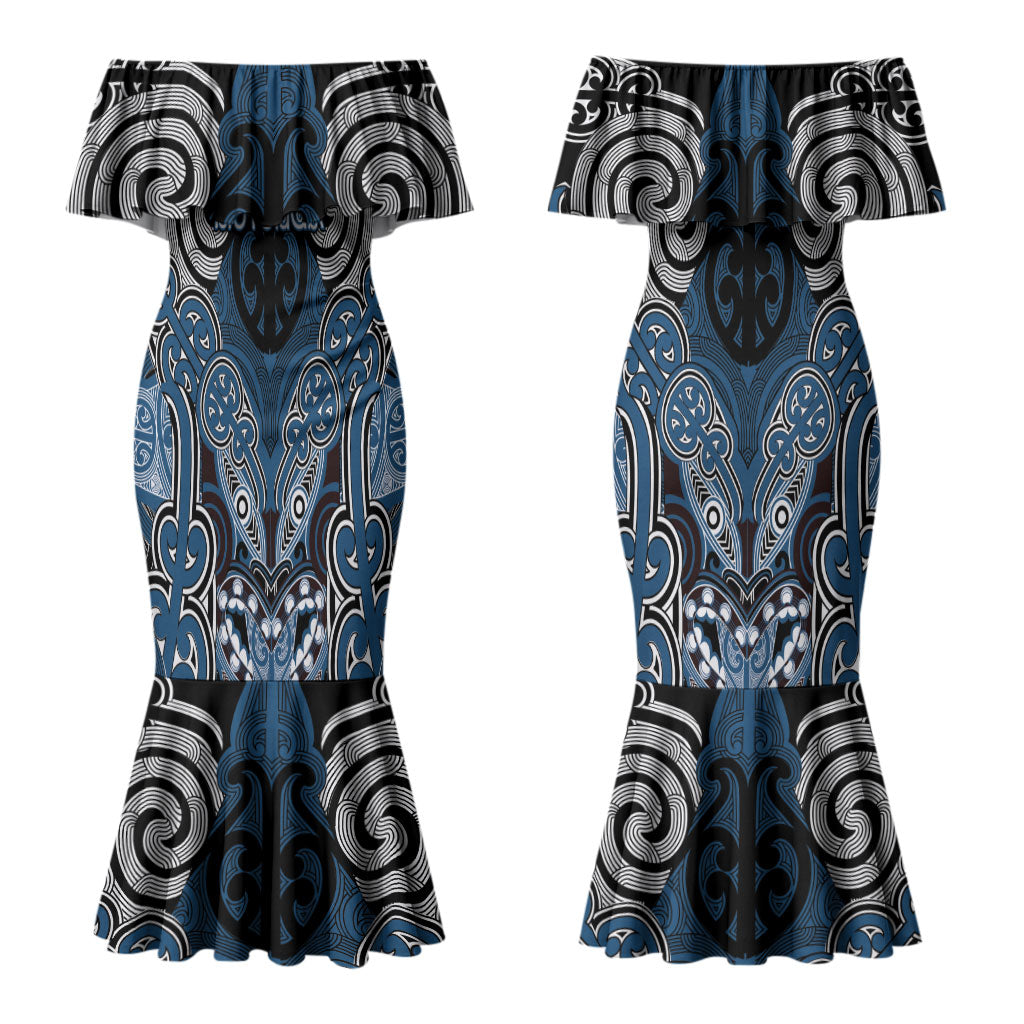 Aotearoa Iwi Ngati Mutunga Personalised Couples Matching Mermaid Dress and Hawaiian Shirt Maori Kowhaiwhai Pattern