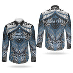 Aotearoa Iwi Ngati Mutunga Personalised Couples Matching Off Shoulder Maxi Dress and Long Sleeve Button Shirt Maori Kowhaiwhai Pattern