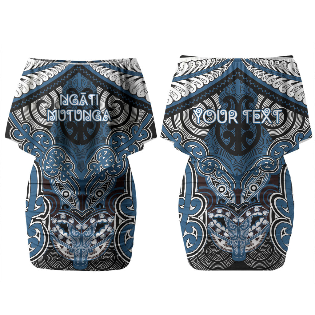 Aotearoa Iwi Ngati Mutunga Personalised Couples Matching Off Shoulder Short Dress and Hawaiian Shirt Maori Kowhaiwhai Pattern
