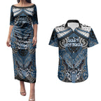 Aotearoa Iwi Ngati Mutunga Personalised Couples Matching Puletasi and Hawaiian Shirt Maori Kowhaiwhai Pattern