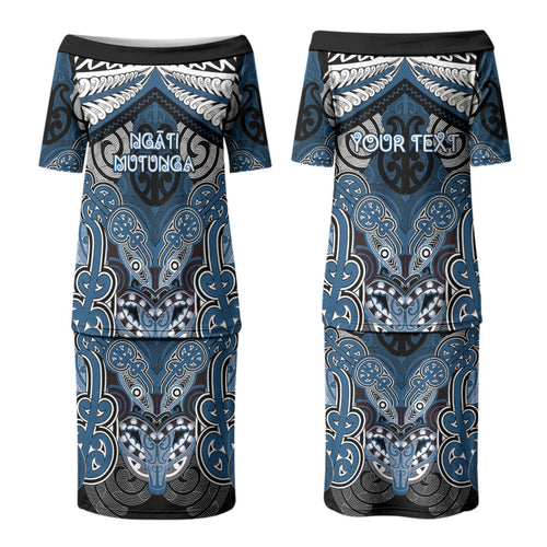 Aotearoa Iwi Ngati Mutunga Personalised Couples Matching Puletasi and Hawaiian Shirt Maori Kowhaiwhai Pattern