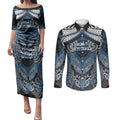 Aotearoa Iwi Ngati Mutunga Personalised Couples Matching Puletasi and Long Sleeve Button Shirt Maori Kowhaiwhai Pattern
