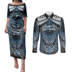 Aotearoa Iwi Ngati Mutunga Personalised Couples Matching Puletasi and Long Sleeve Button Shirt Maori Kowhaiwhai Pattern