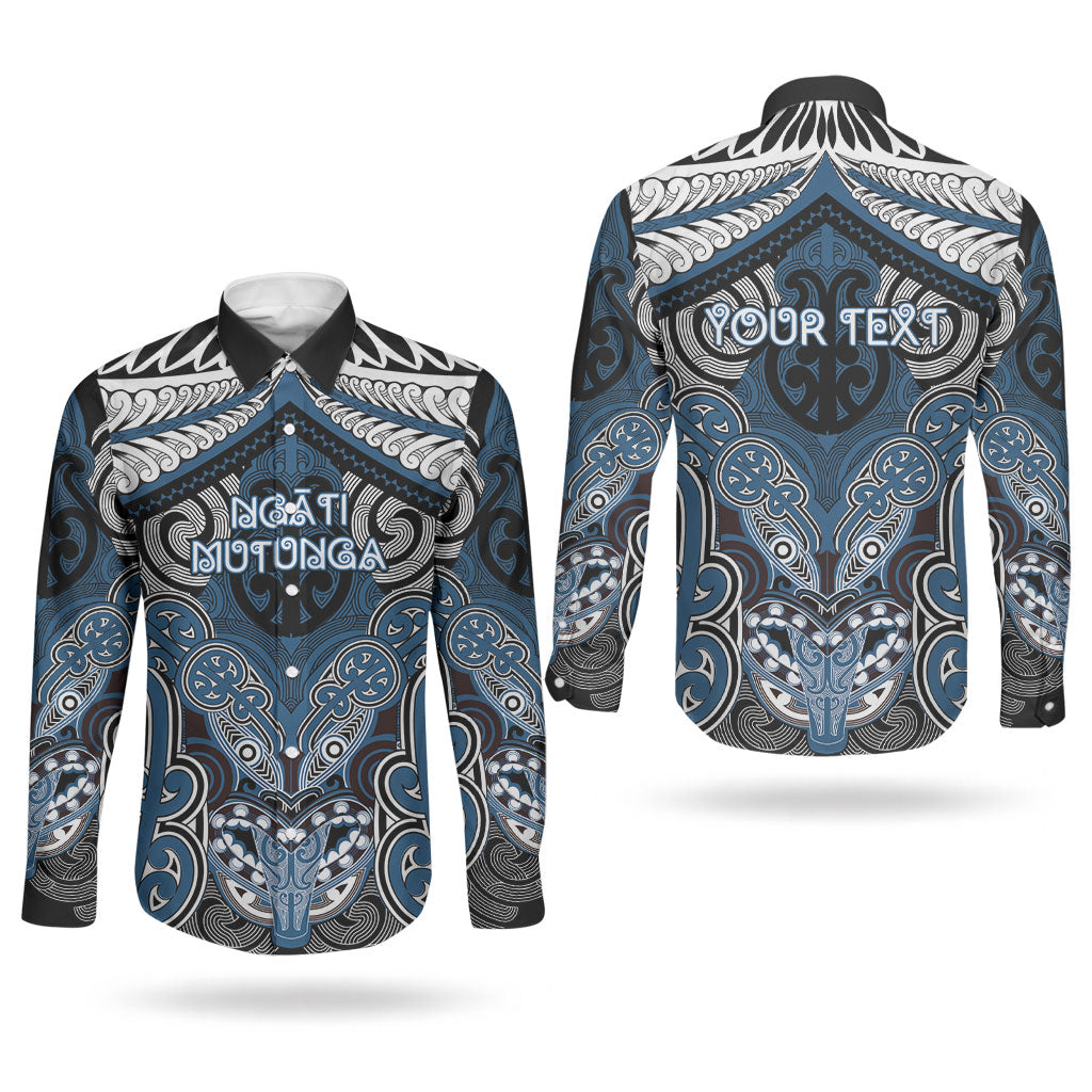 Aotearoa Iwi Ngati Mutunga Personalised Couples Matching Puletasi and Long Sleeve Button Shirt Maori Kowhaiwhai Pattern