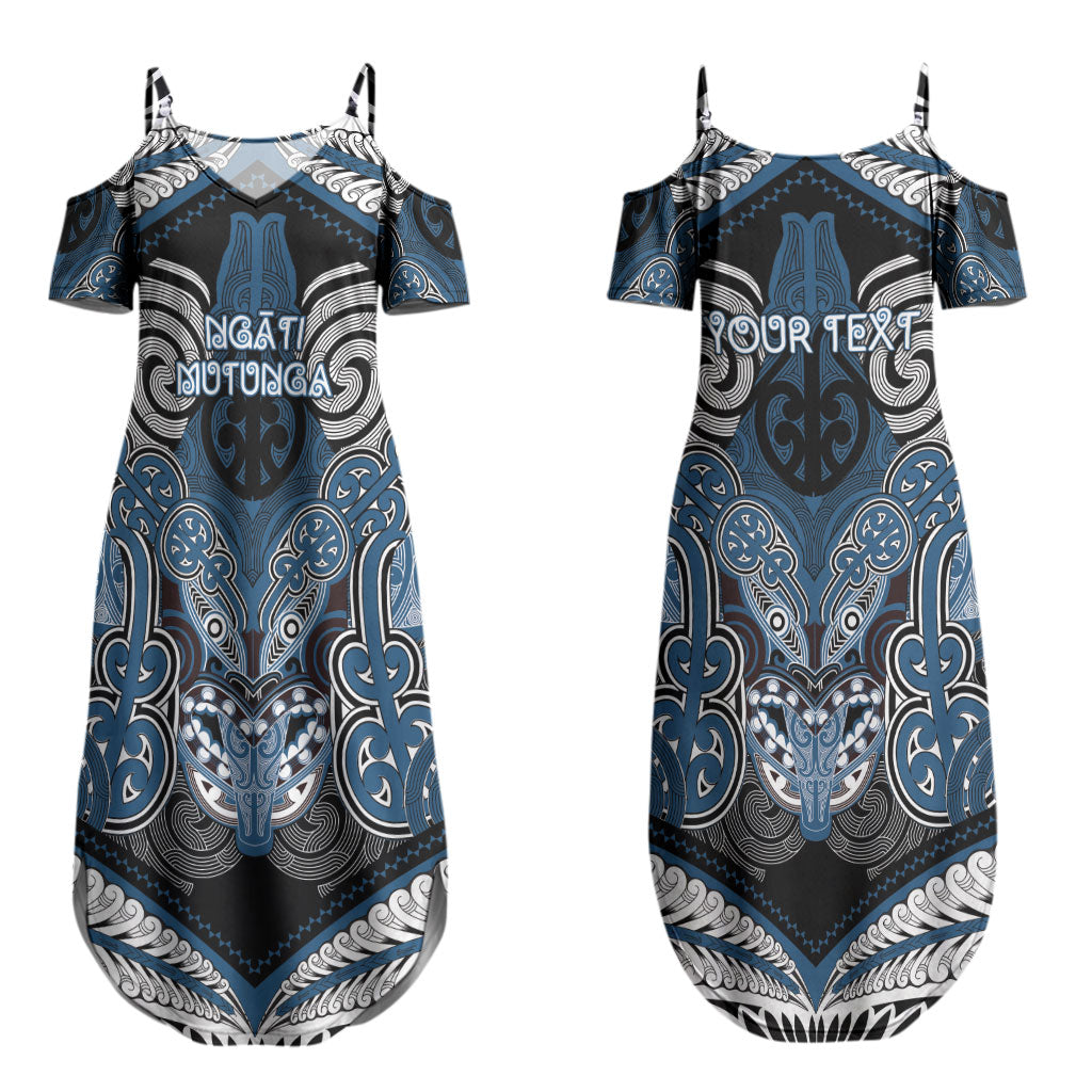 Aotearoa Iwi Ngati Mutunga Personalised Couples Matching Summer Maxi Dress and Hawaiian Shirt Maori Kowhaiwhai Pattern