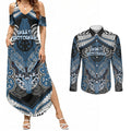 Aotearoa Iwi Ngati Mutunga Personalised Couples Matching Summer Maxi Dress and Long Sleeve Button Shirt Maori Kowhaiwhai Pattern