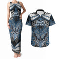Aotearoa Iwi Ngati Mutunga Personalised Couples Matching Tank Maxi Dress and Hawaiian Shirt Maori Kowhaiwhai Pattern